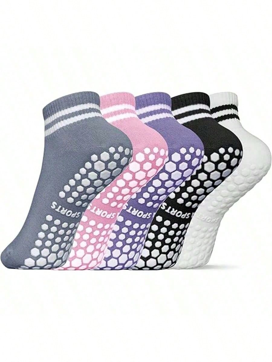 Pilates Is Yoga - 5 Pairs Women Double Stripe Non