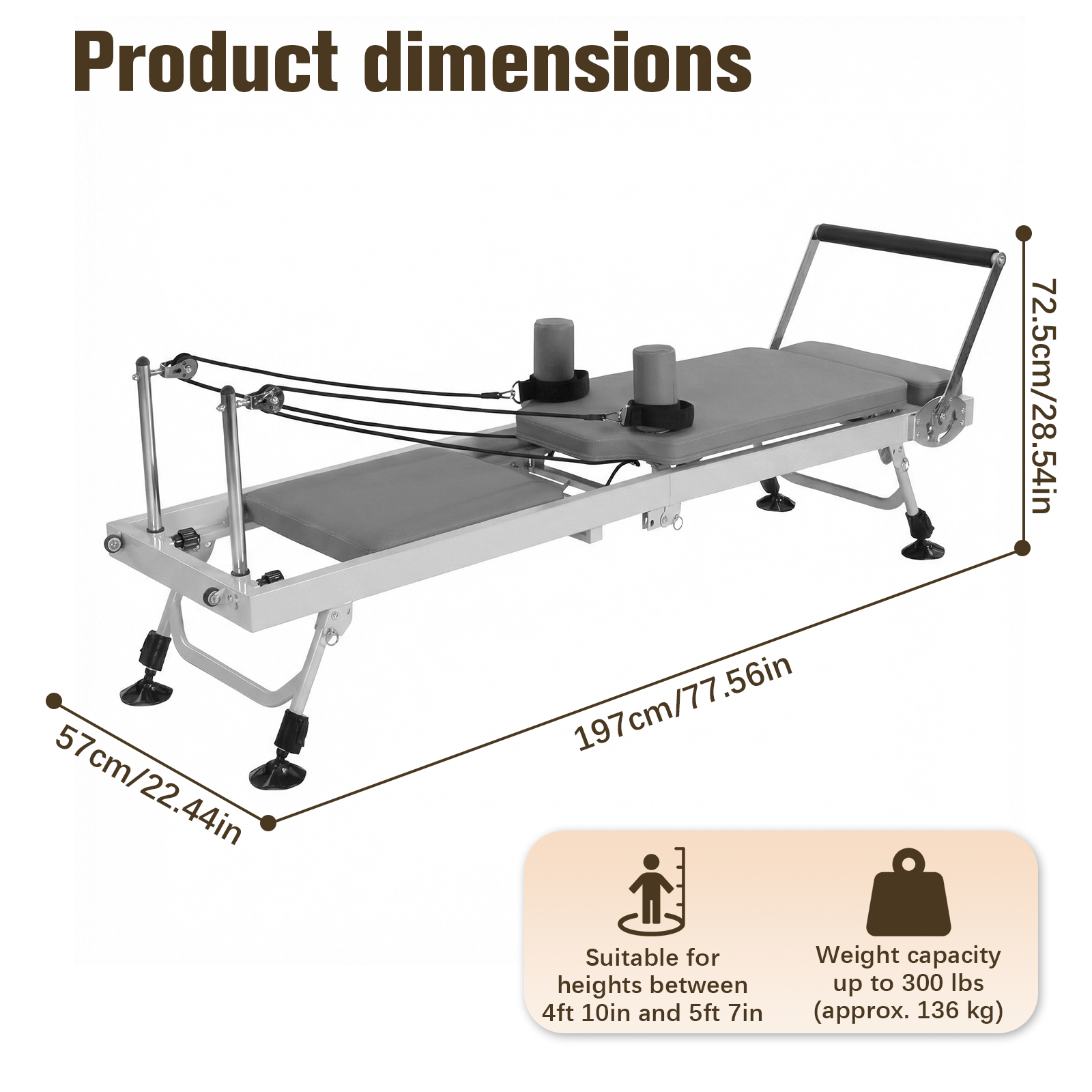 78 In Foldable Pilates Machine - مراجعة Pilates Reformer Spring وسعره